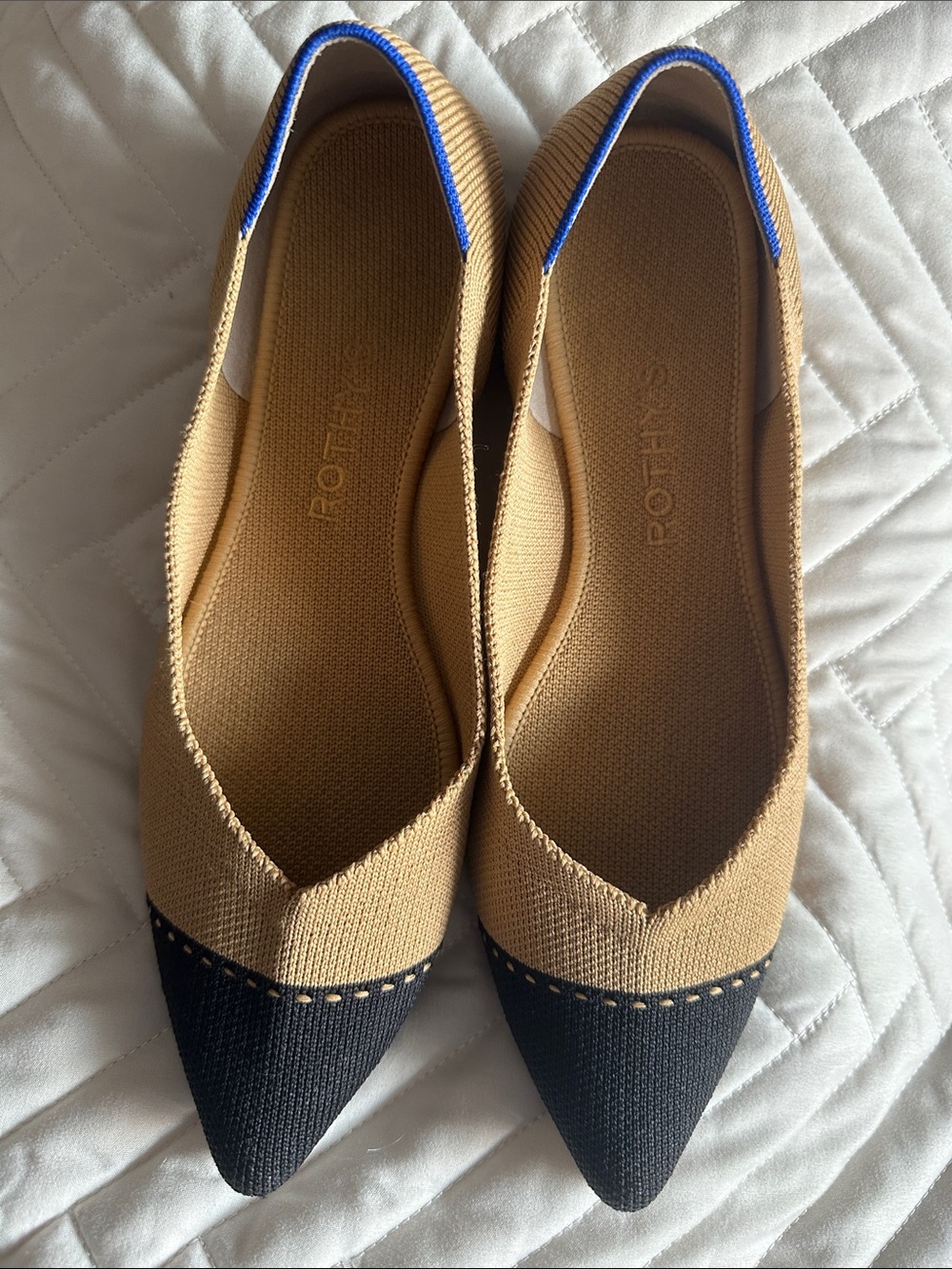 Rothy’s Two-Tone Pointed-Toe Knit Flats s8